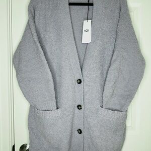 UGG Joselyn 4 Button Lounge Cardigan ‘Cloudy Gray’ Lavender Sweater Medium M